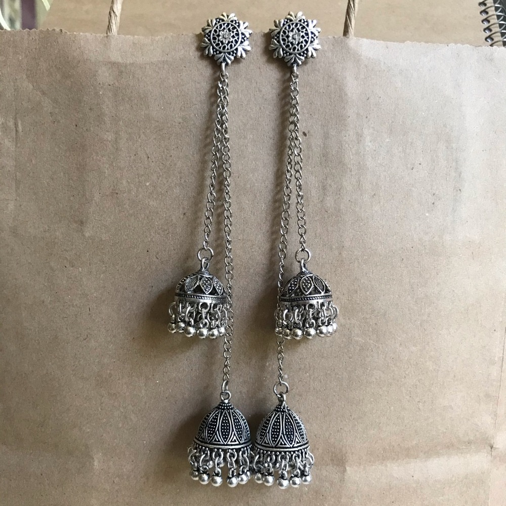 Bollywood Indian style double jhumka earrings